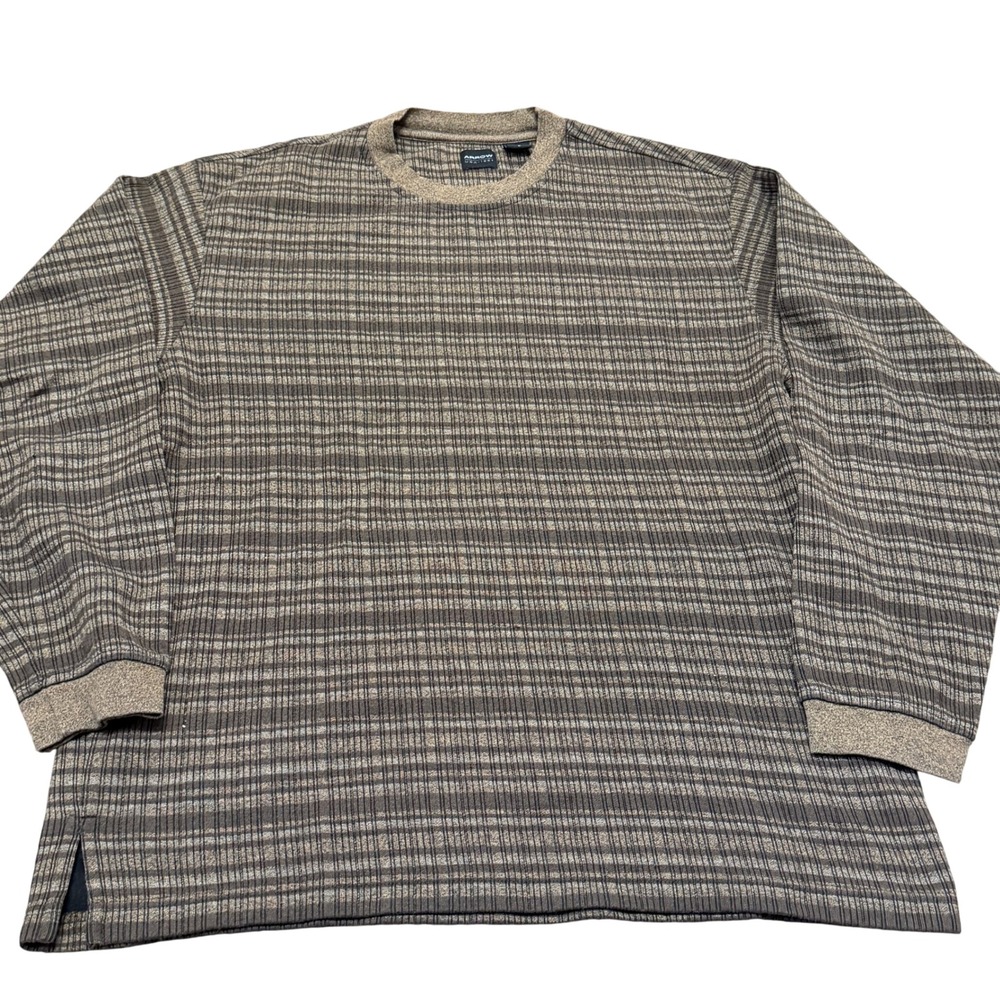 Arrow‎ Earth Tone Textured Stripe Crewneck Sweater Men's Large